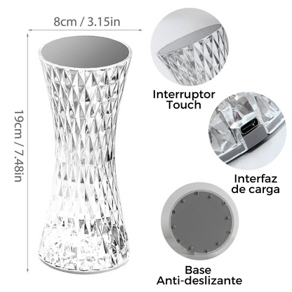 Diamond Glow | Lámpara LED Recargable Touch