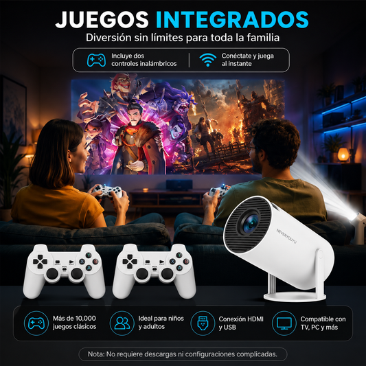 Cinema Retro Max | Proyector Smart con Android TV y Video Juegos