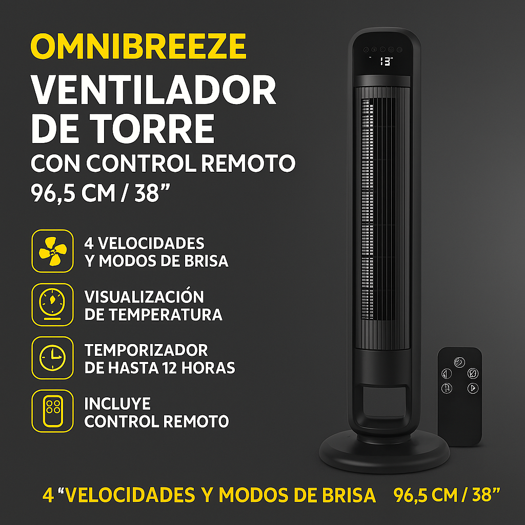 OmniBreeze Ventilador de Torre con Control Remoto 96.5 cm / 38”