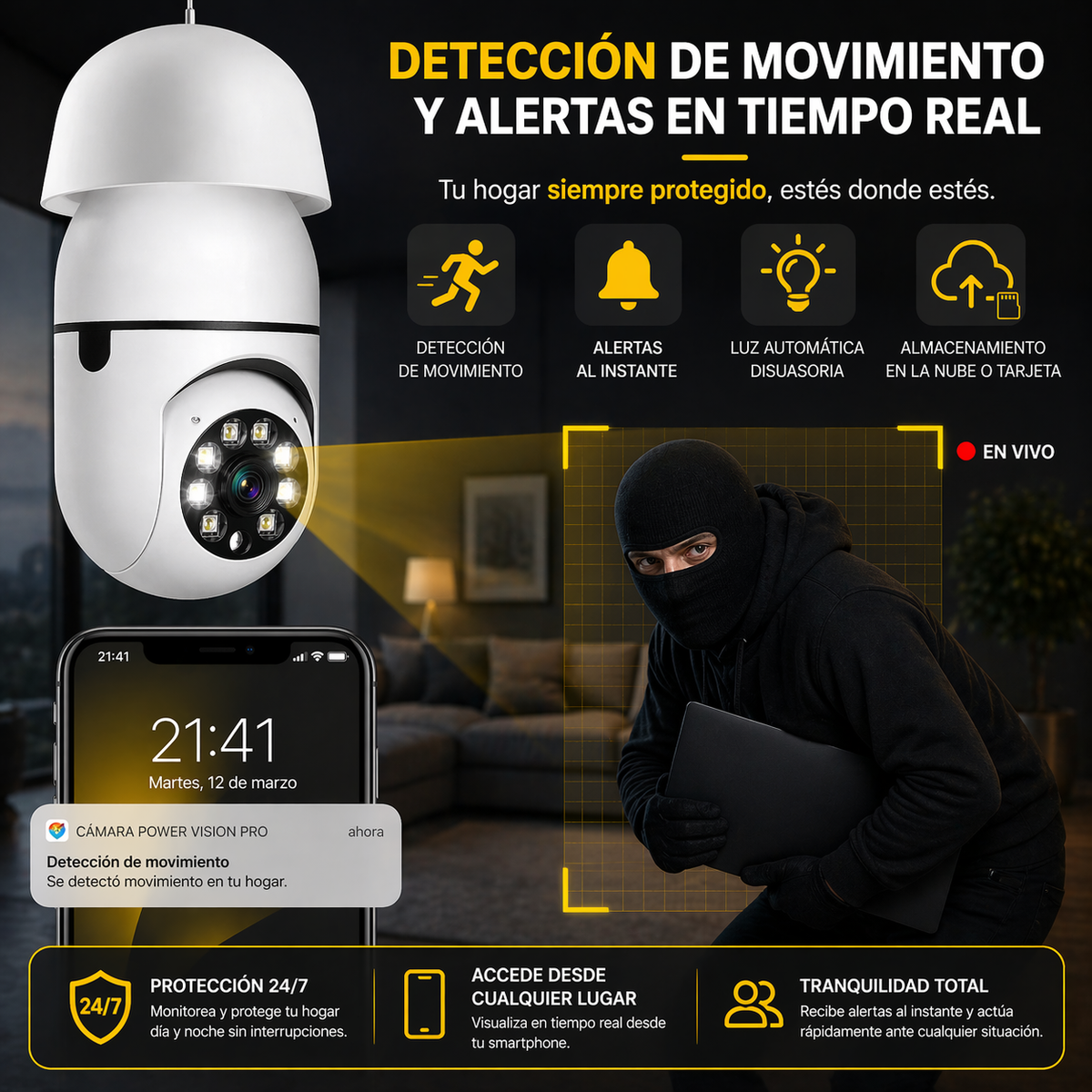 Camara de Seguridad Wifi - Power Visión PRO