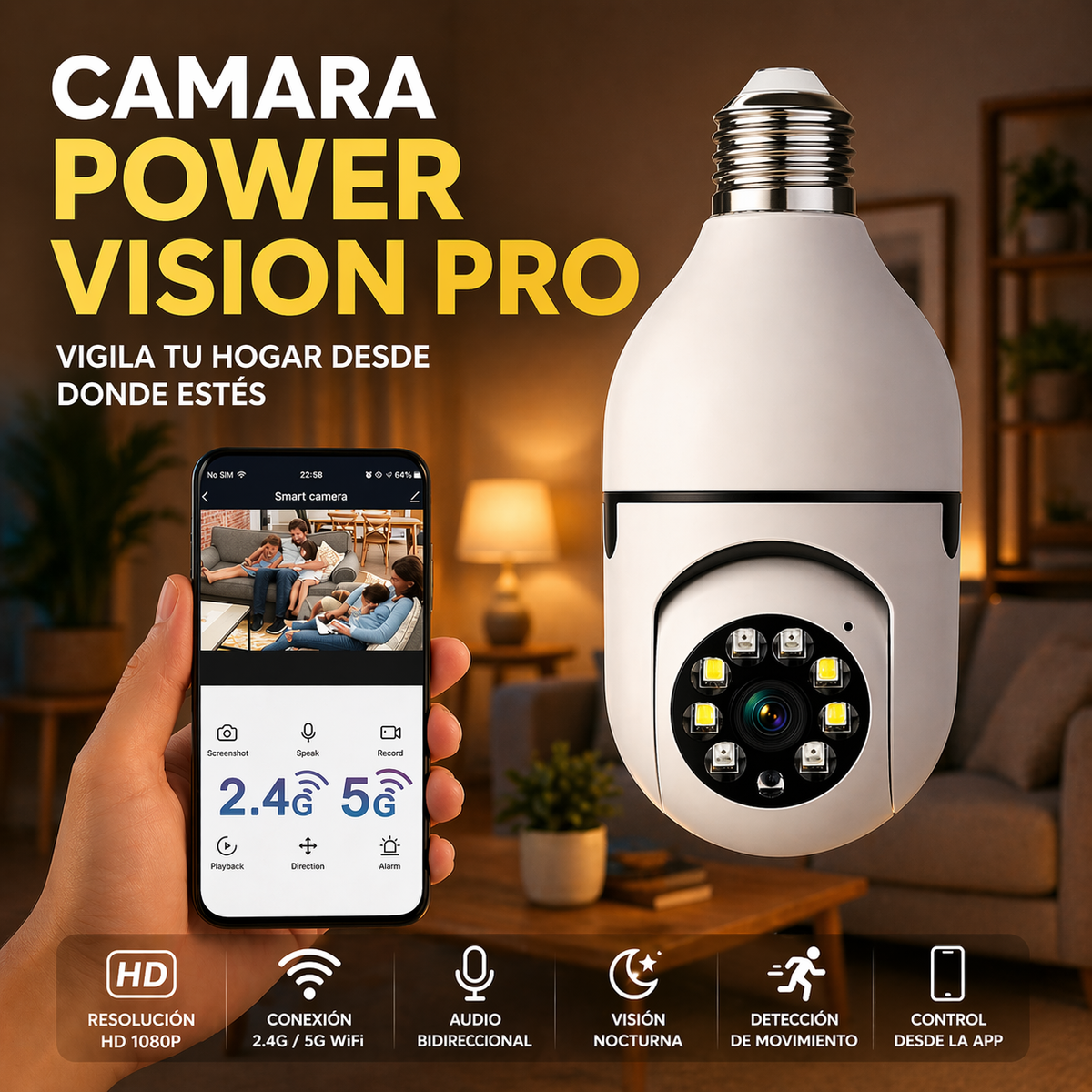 Camara de Seguridad Wifi - Power Visión PRO